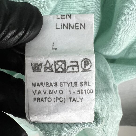 Marisa & Marie Womens L Linen Green Shift Midi Dress Italy Made Minimalist Boho - Picture 15 of 16